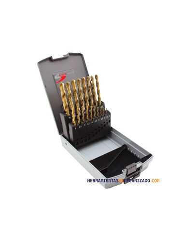 Estuche de Brocas 1-13 x 0,5mm 25pzas HSS-Tin