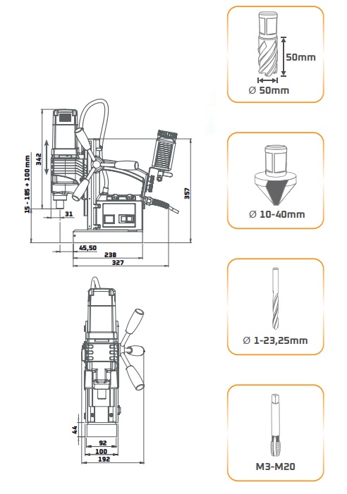 taladro electromagnetico rb50brle